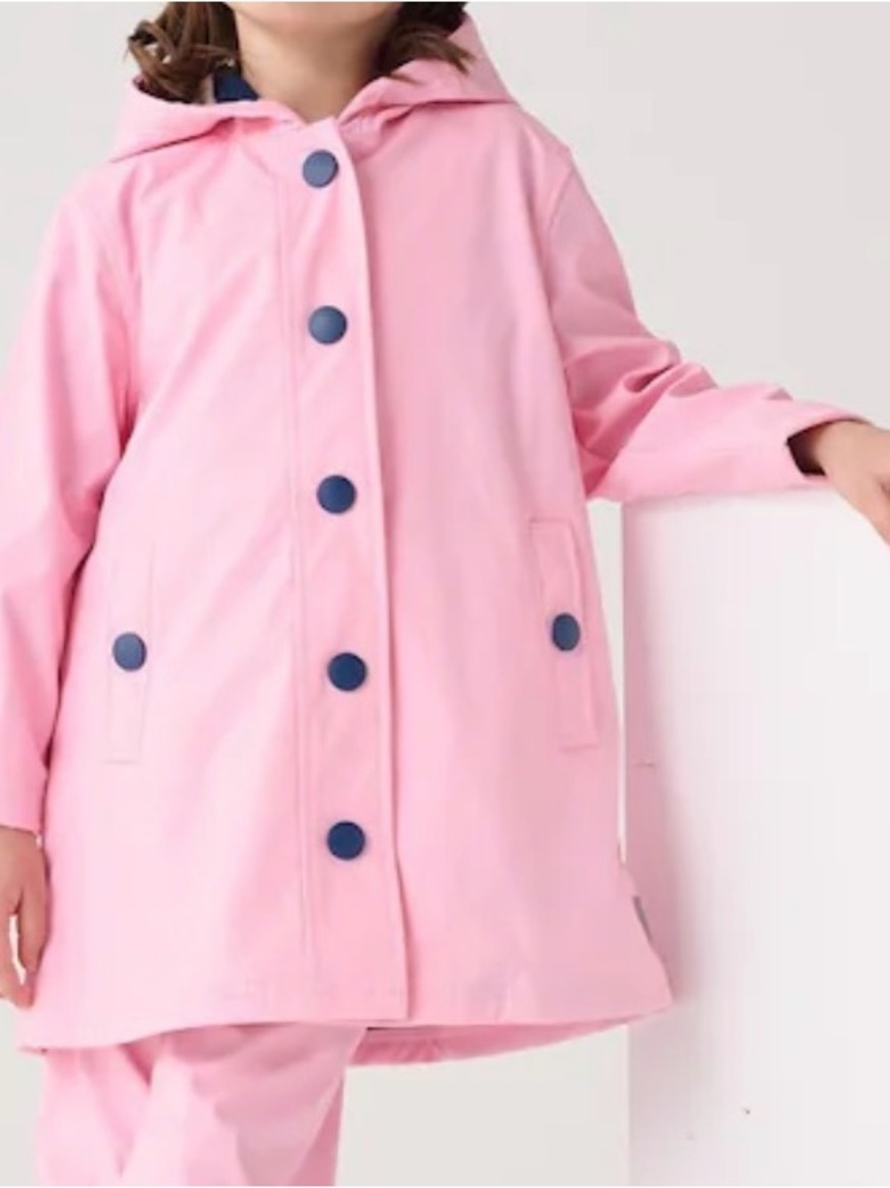 Hatley Girls Rain Jacket Waterproof Terry Lined Pink Blue Hooded Size 10 Cozy